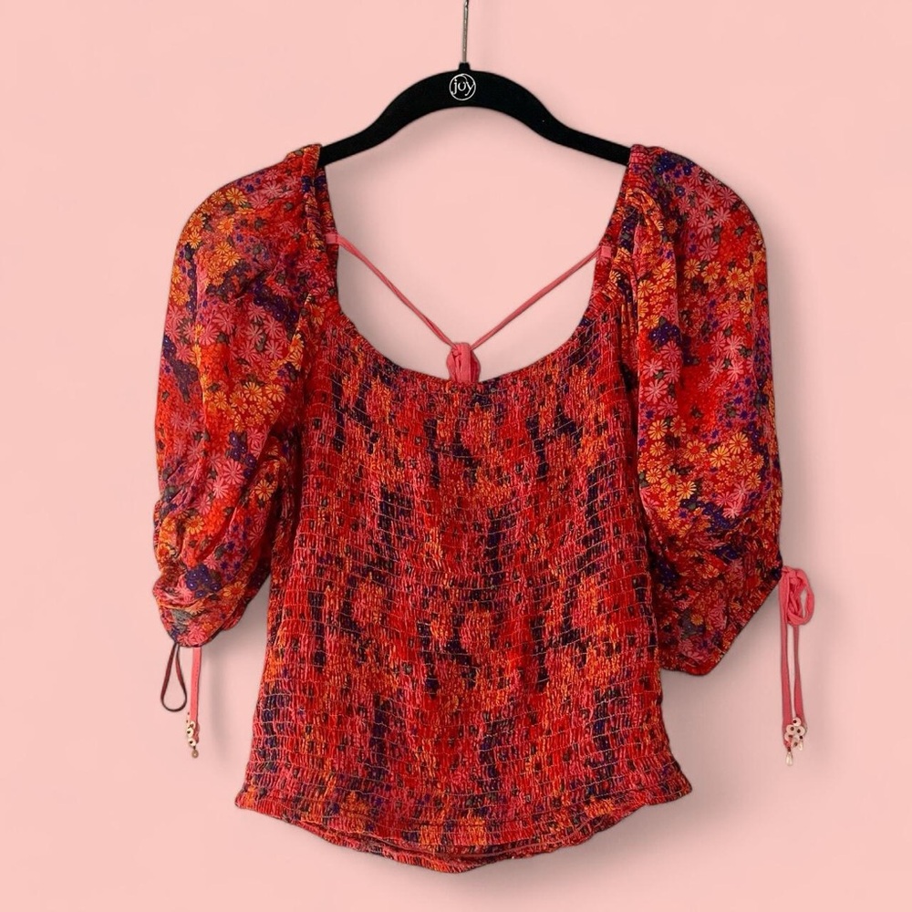 Free People hot pink floral crop top